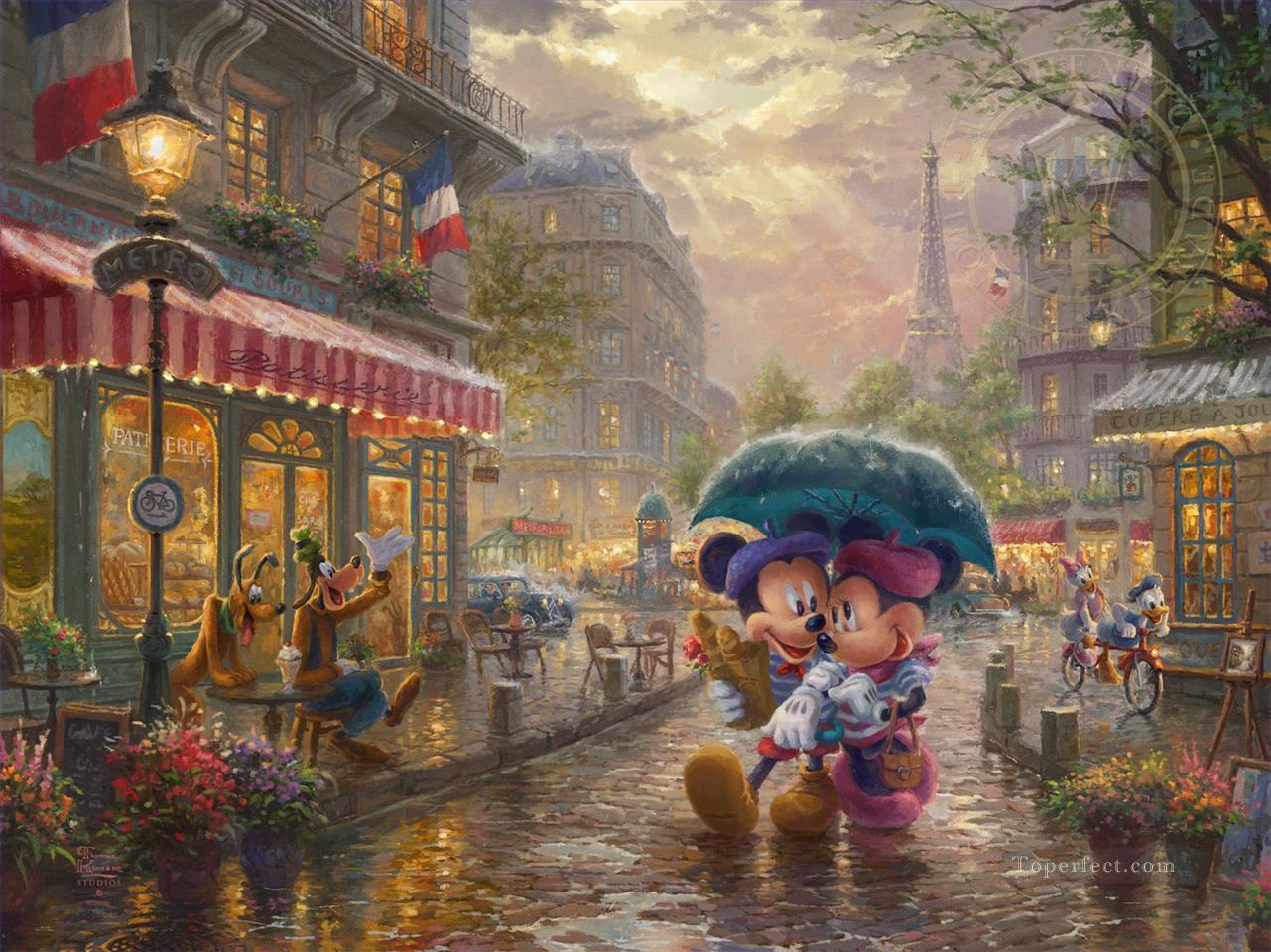パリのミッキーとミニー TK Disney油絵